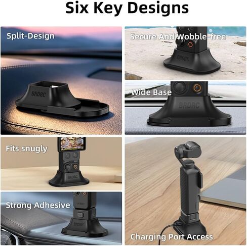 BRDRC Stand Base Mount & Mini LED Fill Light for Pocket 3/4, Non-Slip Desktop/Car Dashboard with Adhesive Base, Cold/Hot Shoe Vlogging Light Attachment for Pocket 3/4 Accessories in Kuwait