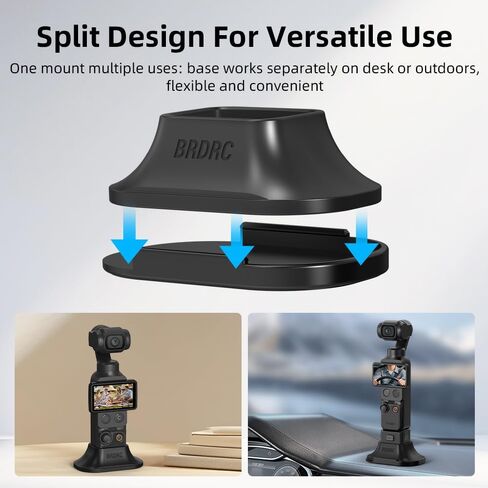 BRDRC Stand Base Mount & Mini LED Fill Light for Pocket 3/4, Non-Slip Desktop/Car Dashboard with Adhesive Base, Cold/Hot Shoe Vlogging Light Attachment for Pocket 3/4 Accessories in Kuwait