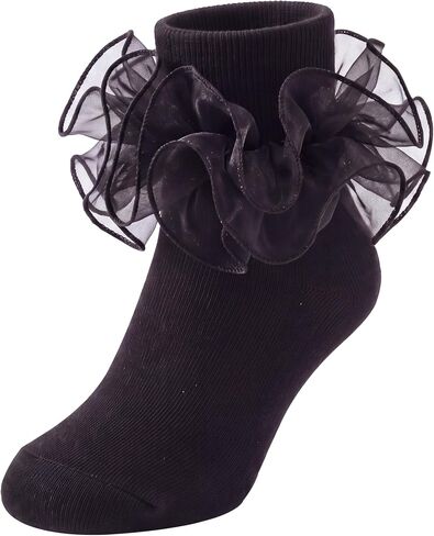 Dicry Girls Socks Double Lace Frilly Ruffle Ripple Turn Cuff in Saudi Arabia