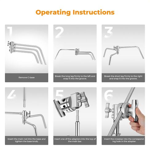 K&F CONCEPT 9.2ft/2.8m Stainless Steel Light Stand, Spring Cushioned Heavy Duty Photography Tripod Stand with 1/4" to 3/8" Universal Screw+ C Stand 10.8ft/330cm with Holding Arm Sandbag 2*Grip Head in Kuwait