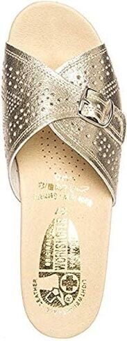 Worishofer Women's 251 Comfort Wedge Sandal Gold Leather Slip On Granny Slipper (5, Gold) in Kuwait