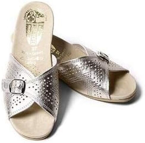 Worishofer Women's 251 Comfort Wedge Sandal Gold Leather Slip On Granny Slipper (5, Gold) in Kuwait