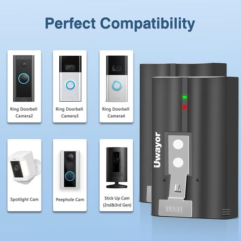2 Pack for Ring Battery, 6040mAh Replacement Battery with Charger Station for Ring Video Doorbell 2/3/3 Plus/4 Camera, Stick Up Cam(2nd & 3rd Gen), Spotlight Cam, Peephole Cam in Saudi Arabia