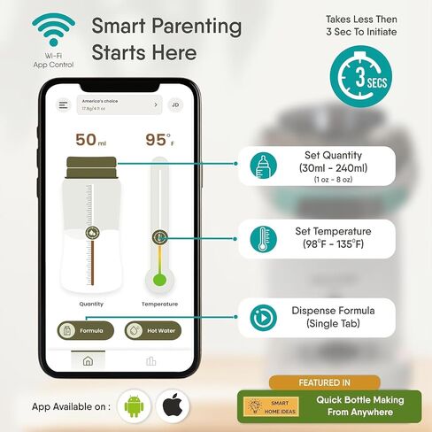 Formula Dispenser Machine with Automatic Mixing | White | New and Improved Accurate WiFi | App Enabled | Instant Heating | Sensor-Guided Dispensing | Quick Bottle Preparation in Kuwait