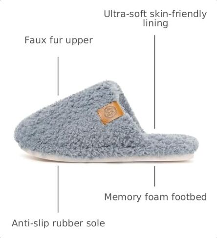 Women's Cozy Slippers Warm Fuzzy Slippers,Blue,10-11 Women | Memory Foam,Anti-slip,Lightweight in Kuwait