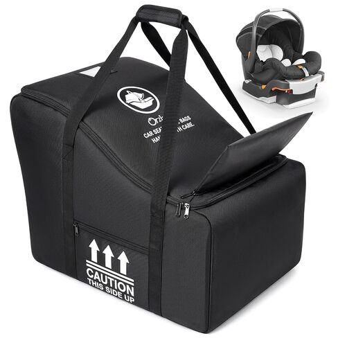 Orzbow Infant Padded Car Seat Bag Fit Carseat and Anti-Rebound Base, Black | Carseat Travel Bag for Airplane Compatible with Nuna Pipa/Graco/Chicco, Side Pocket for Gate Check Baby Essentials in Kuwait