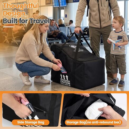 Orzbow Infant Padded Car Seat Bag Fit Carseat and Anti-Rebound Base, Black | Carseat Travel Bag for Airplane Compatible with Nuna Pipa/Graco/Chicco, Side Pocket for Gate Check Baby Essentials in Kuwait