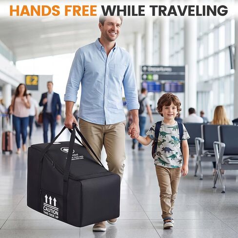 Orzbow Infant Padded Car Seat Bag Fit Carseat and Anti-Rebound Base, Black | Carseat Travel Bag for Airplane Compatible with Nuna Pipa/Graco/Chicco, Side Pocket for Gate Check Baby Essentials in Kuwait