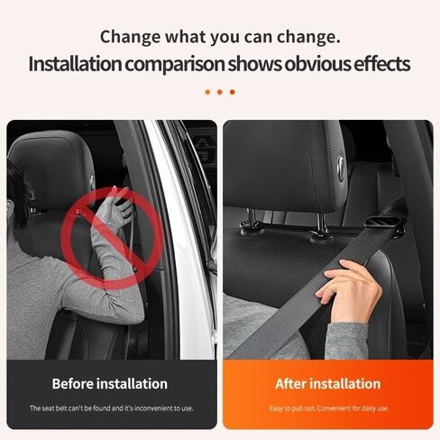 2PCS Car Seat Belt Guides Convenient and Practical&Seat Belt Adjuster, Car Seat Belt Clip for Easy Reach, Seatbelt Guide Grabber, Fits Sports Seats with Headrest Gap or Hole (White) in Saudi Arabia