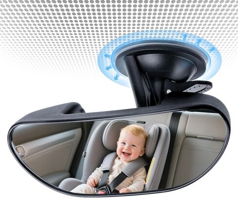 GES Rear View Mirror - 360 Degree Adjustable, Strengthen Suction Cup for Car - 5.9 x 2.2Inch - Black in Kuwait