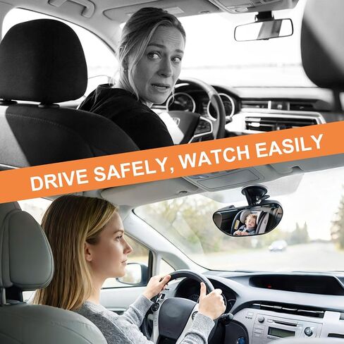 GES Rear View Mirror - 360 Degree Adjustable, Strengthen Suction Cup for Car - 5.9 x 2.2Inch - Black in Kuwait