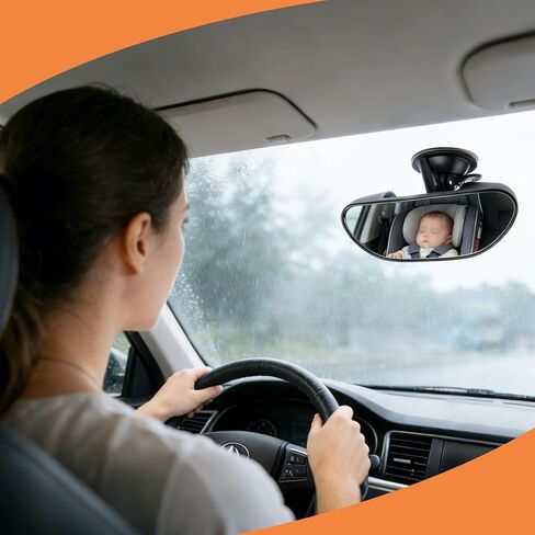 GES Rear View Mirror - 360 Degree Adjustable, Strengthen Suction Cup for Car - 5.9 x 2.2Inch - Black in Kuwait