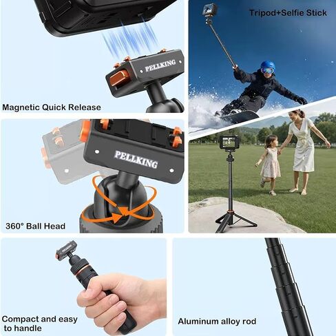 PellKing Selfie Stick & Carrying Case 2 in 1 Kit for DJI Osmo Nano, 16.14in Selfie Stick Tripod with Magnetic Quick Release Mount, Portable Hard Case, Vlog & Travel Essential for DJI Osmo Nano in Kuwait
