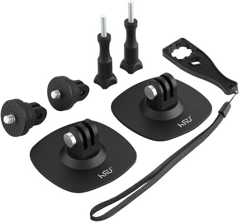 HSU Flexible Adhesive Mount Kit, 3M Helmet Adhesive Sticky Mounts | Compatible with Insta360 X5 X4 X3 X2 X One RS, GoPro Hero 13/12/11/10/9/8, GoPro Max, Osmo Action Sports Camera Accessories in Kuwait