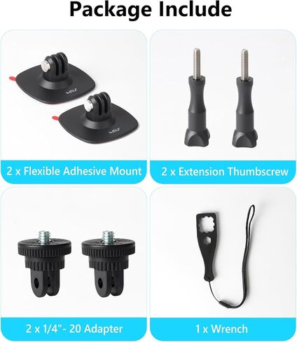 HSU Flexible Adhesive Mount Kit, 3M Helmet Adhesive Sticky Mounts | Compatible with Insta360 X5 X4 X3 X2 X One RS, GoPro Hero 13/12/11/10/9/8, GoPro Max, Osmo Action Sports Camera Accessories in Kuwait