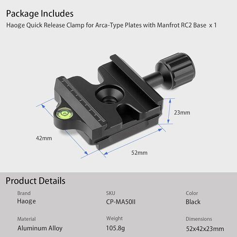 Haoge Quick Release QR Clamp Adapter Convertor for Manfrotto RC2 System to Arca-Swiss Compatible in Kuwait