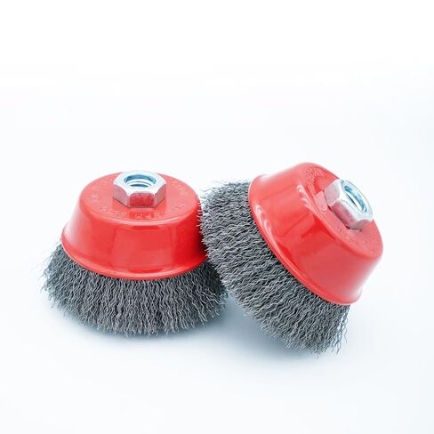 4 Inch Wire Cup Brush Set for Angle Grinder - Crimped Carbon Steel 0.3mm Wire, 5/8-11 Threaded Arbor, 8500 RPM - Rust, Weld Scale, Deburring & Paint Stripping, Heavy Duty Conditioning (2) in Kuwait