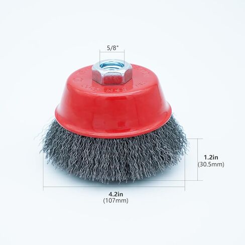4 Inch Wire Cup Brush Set for Angle Grinder - Crimped Carbon Steel 0.3mm Wire, 5/8-11 Threaded Arbor, 8500 RPM - Rust, Weld Scale, Deburring & Paint Stripping, Heavy Duty Conditioning (2) in Kuwait