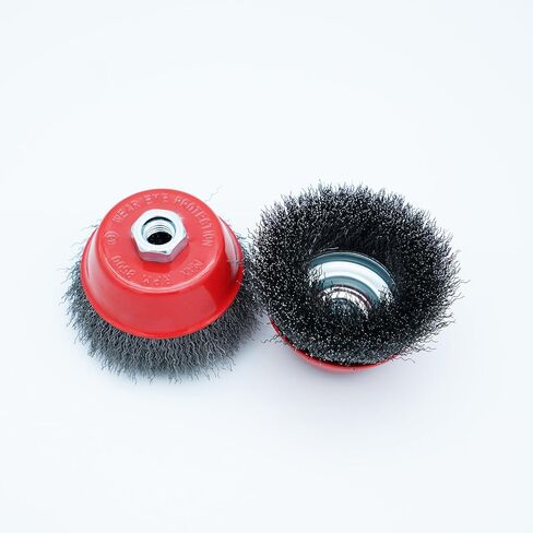 4 Inch Wire Cup Brush Set for Angle Grinder - Crimped Carbon Steel 0.3mm Wire, 5/8-11 Threaded Arbor, 8500 RPM - Rust, Weld Scale, Deburring & Paint Stripping, Heavy Duty Conditioning (2) in Kuwait