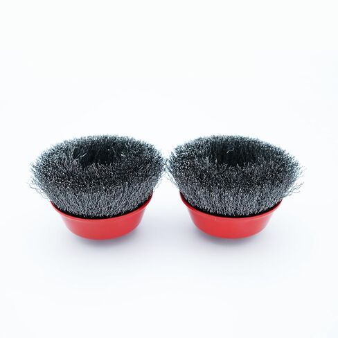 4 Inch Wire Cup Brush Set for Angle Grinder - Crimped Carbon Steel 0.3mm Wire, 5/8-11 Threaded Arbor, 8500 RPM - Rust, Weld Scale, Deburring & Paint Stripping, Heavy Duty Conditioning (2) in Kuwait