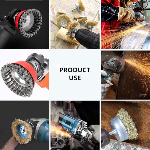 4 Inch Wire Cup Brush Set for Angle Grinder - Crimped Carbon Steel 0.3mm Wire, 5/8-11 Threaded Arbor, 8500 RPM - Rust, Weld Scale, Deburring & Paint Stripping, Heavy Duty Conditioning (2) in Kuwait