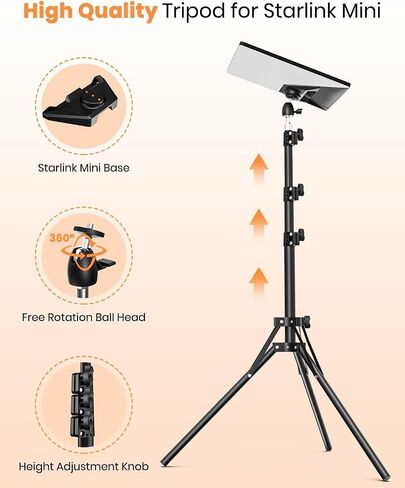 Starlink Mini Tripod Mount with Adapter,Featuring Adjustable Height and 360° Angle Adjustment, Tripod mounting kit,Compatible with Starlink Mini Satellites. Ideal for Camping and RV Travel. in Kuwait