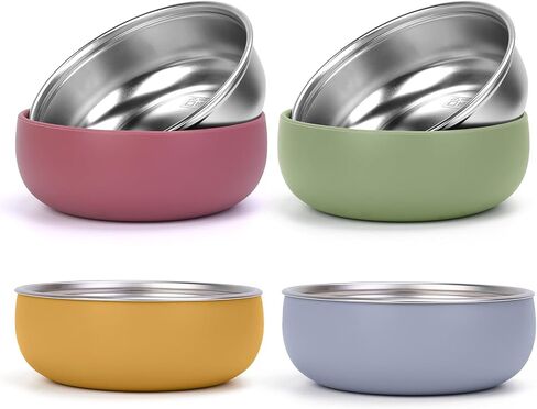 ShineMe Stainless Steel Bowls, 6 pack Snack Containers with Removable Colorful Silicone Sleeves, Unbreakable Kids Bowls for Icecream, Soup, Cereal, Yogurt... in Kuwait
