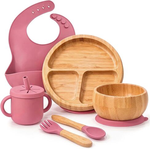 Bamboo Suction Plates for Babies and Bamboo Plates For Kids Baby Feeding and Weaning (Green) in Kuwait