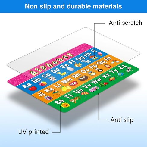 Patelai 4 Pcs Kids Placemats for Dining Table Educational Preschool Toddler Placemat,learning,non Slip,washable,reusable,plastic,for Nursery Home Kindergarten Classroom(Alphabet, Shape, Color, Number) in Kuwait