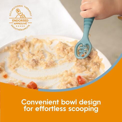 NumNum Baby Spoons GOOtensils Pre-Spoon 12+ Months, 2-Pack Green | Stage 2 Silicone Self Feeding Pre Spoon Utensils For Toddlers 12 Months Plus, BPA Free Baby Led Weaning Spoons in Kuwait