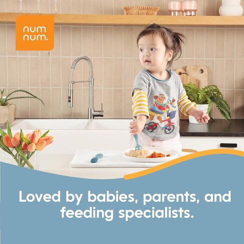 NumNum Baby Spoons GOOtensils Pre-Spoon 12+ Months, 2-Pack Green | Stage 2 Silicone Self Feeding Pre Spoon Utensils For Toddlers 12 Months Plus, BPA Free Baby Led Weaning Spoons in Kuwait