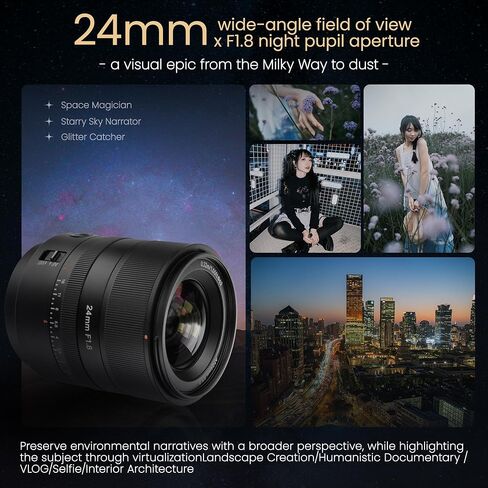 7artisans AF 24MM F1.8 Autofocus Lens,Wide Angle Full Frame,Large Aperture,Prime Camera Lens for Portraiture/Street Photography/Humanistic Subjects (L Mount) in Kuwait