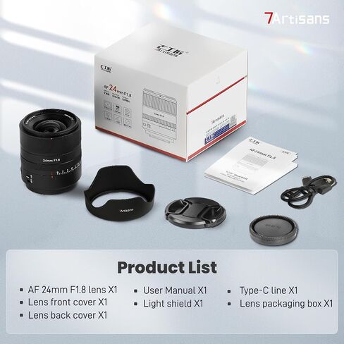 7artisans AF 24MM F1.8 Autofocus Lens,Wide Angle Full Frame,Large Aperture,Prime Camera Lens for Portraiture/Street Photography/Humanistic Subjects (L Mount) in Kuwait