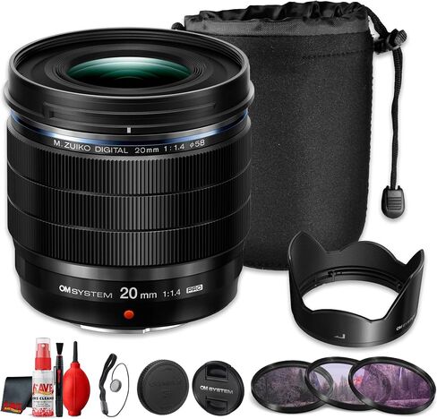 OM SYSTEM M.Zuiko Digital ED 20mm f/1.4 PRO Lens for Micro Four Thirds, Weather Sealed Prime Lens (Bundle) in Kuwait