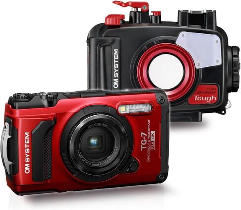 Olympus Tough TG-7 12 MP Digital Camera Bundle (Red) | Underwater Housing for -6, F2.0 Lens, TruePic VIII Image Processor, (2 items) in Kuwait