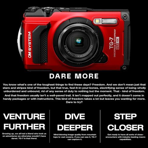 Olympus Tough TG-7 12 MP Digital Camera Bundle (Red) | Underwater Housing for -6, F2.0 Lens, TruePic VIII Image Processor, (2 items) in Kuwait