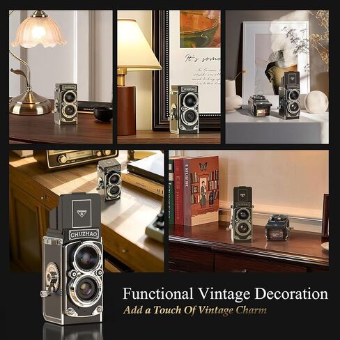 CHUZHAO Digital Camera Retro Portable Mini Vintage Camera Digital TLR Vintage Old Style Camera with 12MP Photos 1080P FHD Video Auto Focus - Black in Kuwait