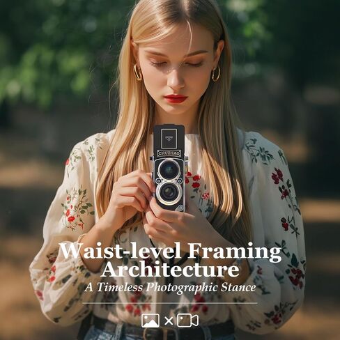 CHUZHAO Digital Camera Retro Portable Mini Vintage Camera Digital TLR Vintage Old Style Camera with 12MP Photos 1080P FHD Video Auto Focus - Black in Kuwait