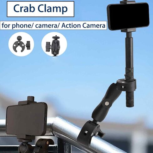 Double Clamp Mount Umbrella Crab Camera Pole Clamp Holder, Magic Arm for Chair Umbrella Clip, 360° Stroller Umbrella Mount, Wheelchair Clamp, Photo Studio Light Stand in Kuwait