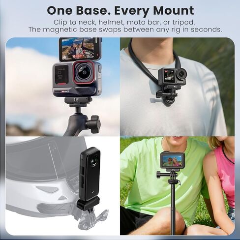 1/4" Magnetic Quick Release Adapter with Mechanical Lock for Insta360 X5/X4 Air/Ace Pro 2/Ace Pro/Ace, Aluminum Base, Heavy Duty Anti-Drop Camera Mount in Kuwait