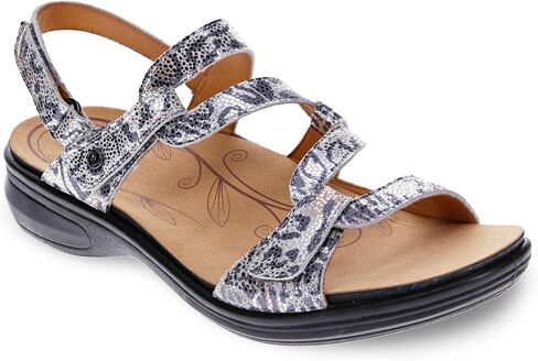 Revere Emerald 3 Women’s Sandals - Premium Soft Leather, Adjustable Straps & Contoured Footbed - Orthotic Arch Support for Stylish Comfort & All-Day Wear Silver Safari 9-9.5 W US in Kuwait