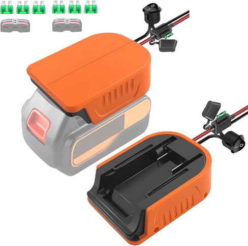 2 Packs Power Wheel Adapter for Black and Decker 20V Battery Converter Kit with Fuses & 14AWG Wire | Power Connector for for DIY Rc Car Toys, Robotics and Rc Truck in Kuwait