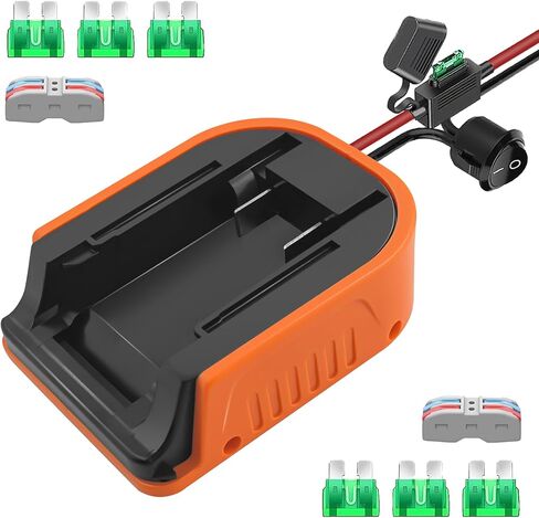 2 Packs Power Wheel Adapter for Black and Decker 20V Battery Converter Kit with Fuses & 14AWG Wire | Power Connector for for DIY Rc Car Toys, Robotics and Rc Truck in Kuwait