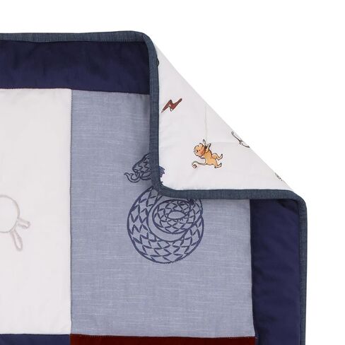 Warner Brothers Harry Potter Welcome Little Wizard Navy, Burgundy, Denim Blue and White, Appliqued 3 Piece Crib Bedding Set - Comforter, Fitted Crib Sheet, and Crib Skirt in Kuwait