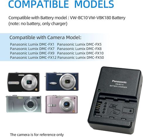 VW-BC10 Battery Charger for VW-VBL090 VW-VBK180 Battery | Compatible with Panasonic HC-V500M HDC-SD40 HC-WXF1 WX990M VX870 WX970M W850 W580 V800 V770 V380 V520 V270 V180 V130 in Kuwait