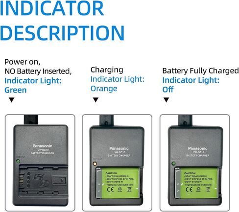 VW-BC10 Battery Charger for VW-VBL090 VW-VBK180 Battery | Compatible with Panasonic HC-V500M HDC-SD40 HC-WXF1 WX990M VX870 WX970M W850 W580 V800 V770 V380 V520 V270 V180 V130 in Kuwait