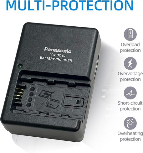 VW-BC10 Battery Charger for VW-VBL090 VW-VBK180 Battery | Compatible with Panasonic HC-V500M HDC-SD40 HC-WXF1 WX990M VX870 WX970M W850 W580 V800 V770 V380 V520 V270 V180 V130 in Kuwait