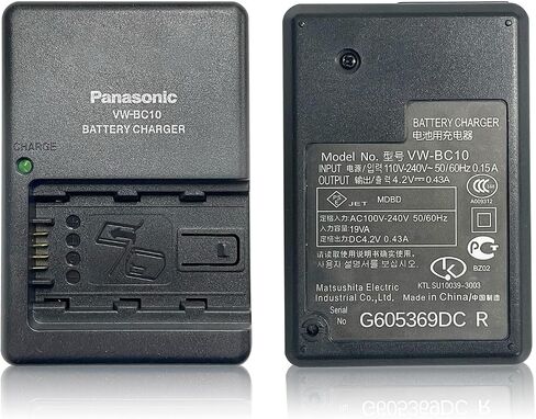 VW-BC10 Battery Charger for VW-VBL090 VW-VBK180 Battery | Compatible with Panasonic HC-V500M HDC-SD40 HC-WXF1 WX990M VX870 WX970M W850 W580 V800 V770 V380 V520 V270 V180 V130 in Kuwait