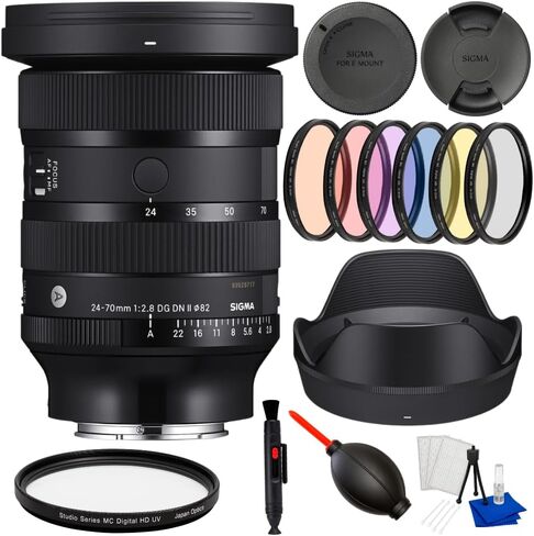 Sigma 24-70mm f/2.8 DG DN II Art Lens for Sony E-Mount Full-Frame Mirrorless Cameras | Bundle with Dust Blower, Starter Kit, 3-Piece Filter Kit, 6-Piece Graduated Filter Set & Many More in Kuwait