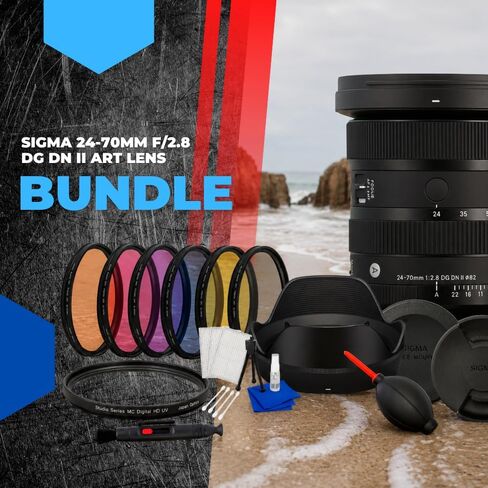 Sigma 24-70mm f/2.8 DG DN II Art Lens for Sony E-Mount Full-Frame Mirrorless Cameras | Bundle with Dust Blower, Starter Kit, 3-Piece Filter Kit, 6-Piece Graduated Filter Set & Many More in Kuwait